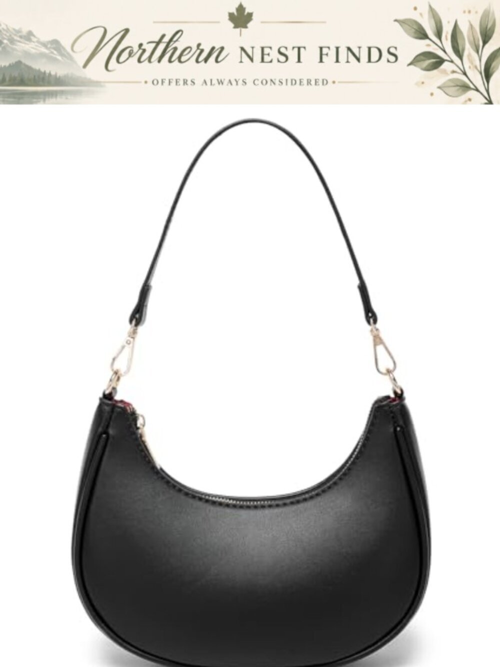 PU Leather Hobo Shoulder Bag Mini Clutch Purse with Zipper Women